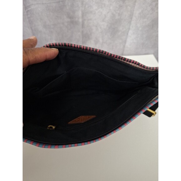 Fossil Passport Crossbody Purse Handbag Canvas Striped Multicolor Y2K Bohemian - Picture 6 of 13